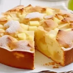 image of the apple cake with streusel covered served