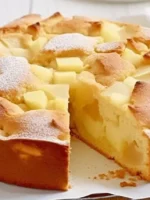 image of the apple cake with streusel covered served