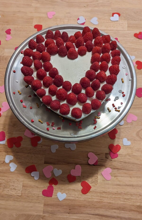 Creamy Raspberry Heart 06 This Picture Shows The Creamy Raspberry Heart Cake 06 Top View